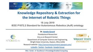 Ohio Center of Excellence in Knowledge-Enabled Computing
18 July 2019
IEEE P1872.2 Standard for Autonomous Robotics (AuR) ontology
1
 