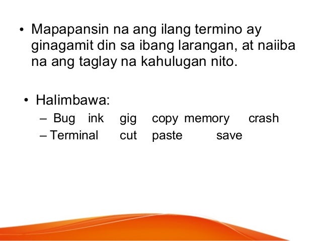 Register Na Wika Halimbawa Register Bilang VARAYTI NG WIKA