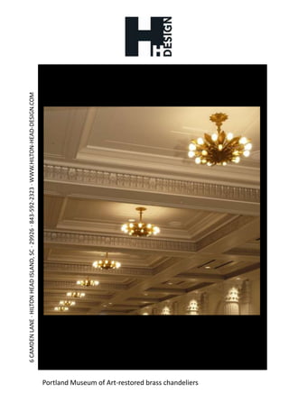 Portland Museum of Art-restored brass chandeliers