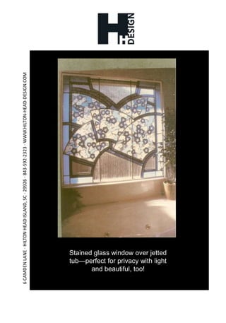 Stained glass window over jetted tub—perfect for privacy with light and beautiful, too!