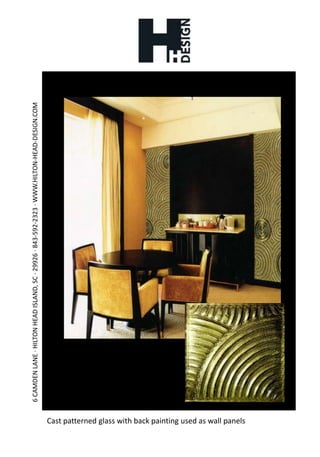 Cast patterned glass with back painting used as wall panels