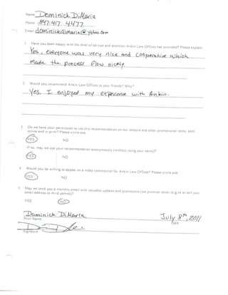 Client Feedback Surveys July, 2011