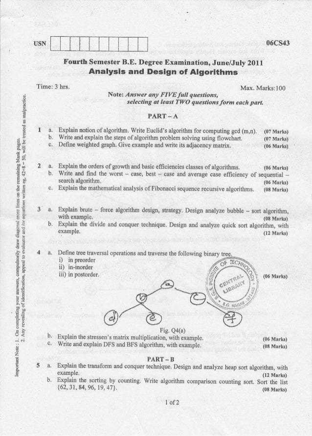Computer Science And Information Science 3rd Semester 2011 July Que