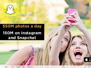 550M photos a day
150M on Instagram
and Snapchat
 