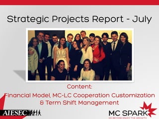 Strategic Projects Report - July
Content:
Financial Model, MC-LC Cooperation Customization
& Term Shift Management
 