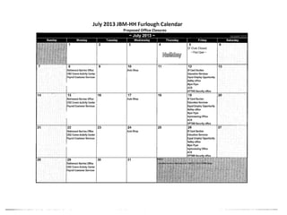 July JBM-HH Furlough Closures