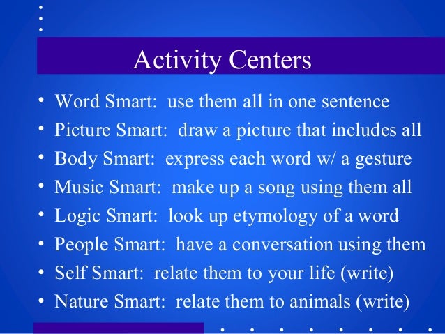 Handouts for Multiple Intelligences in Sacramento