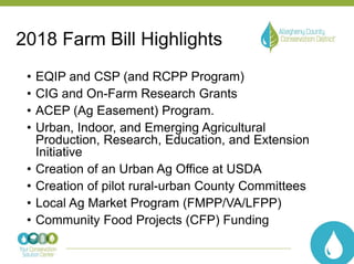 Other Highlights
• Industrial Hemp Production
• Organic Cost Share Funding
• Extension Funding
• Outreach and Assistance f...