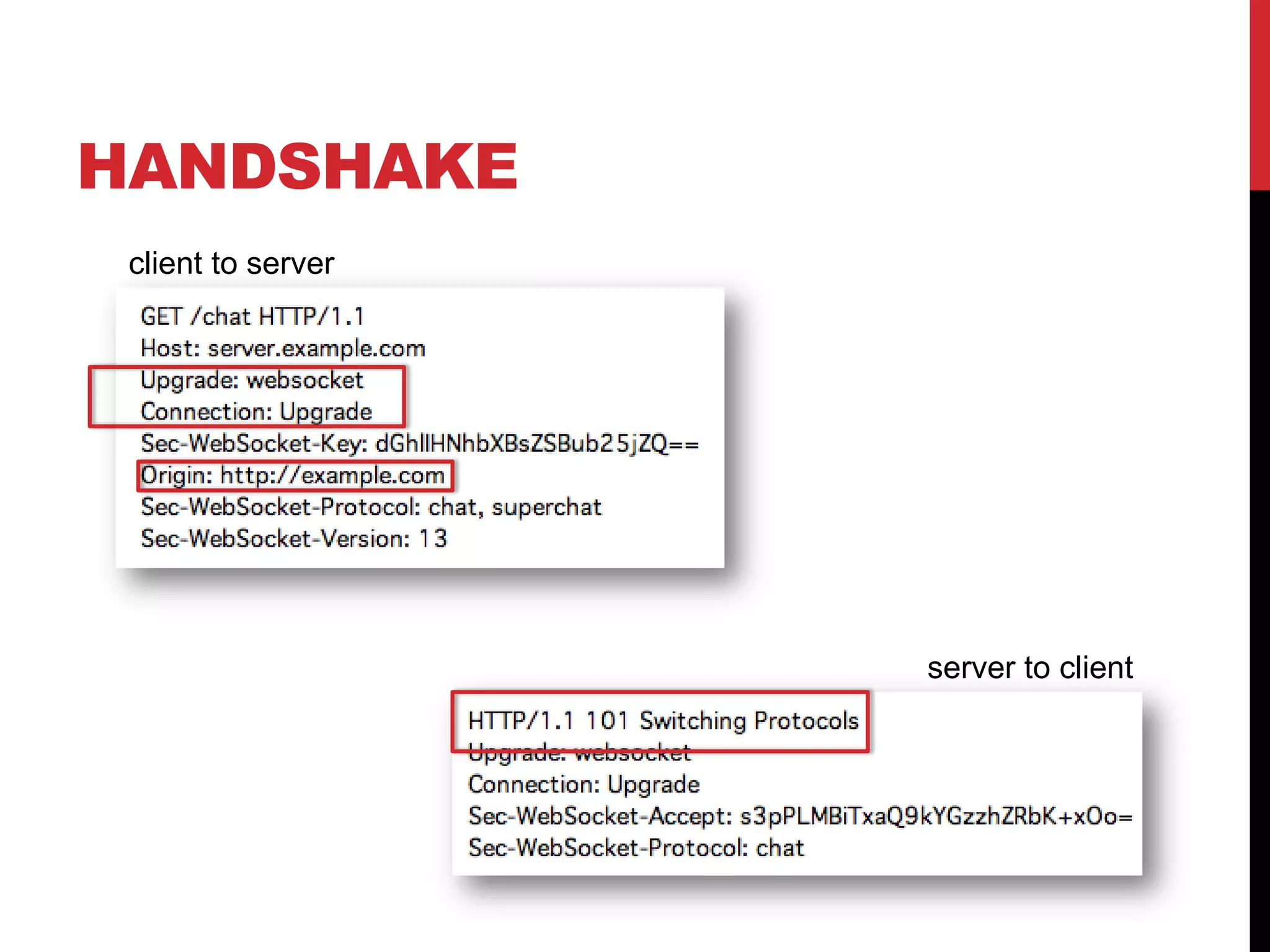 HANDSHAKE client to server server to client 