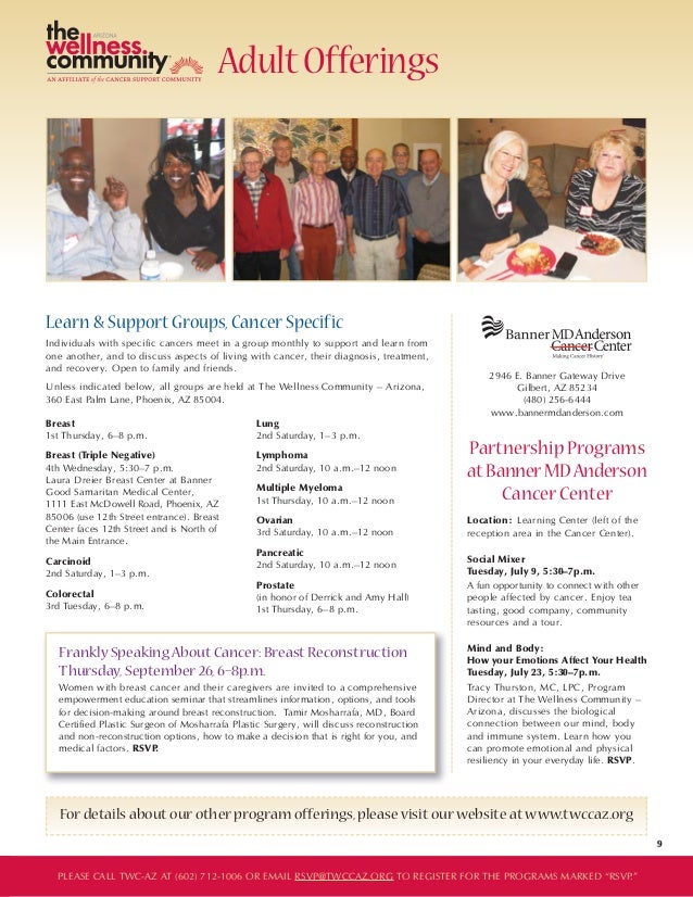 July Aug And Sep The Wellness Community Arizona Calendar Of Progra