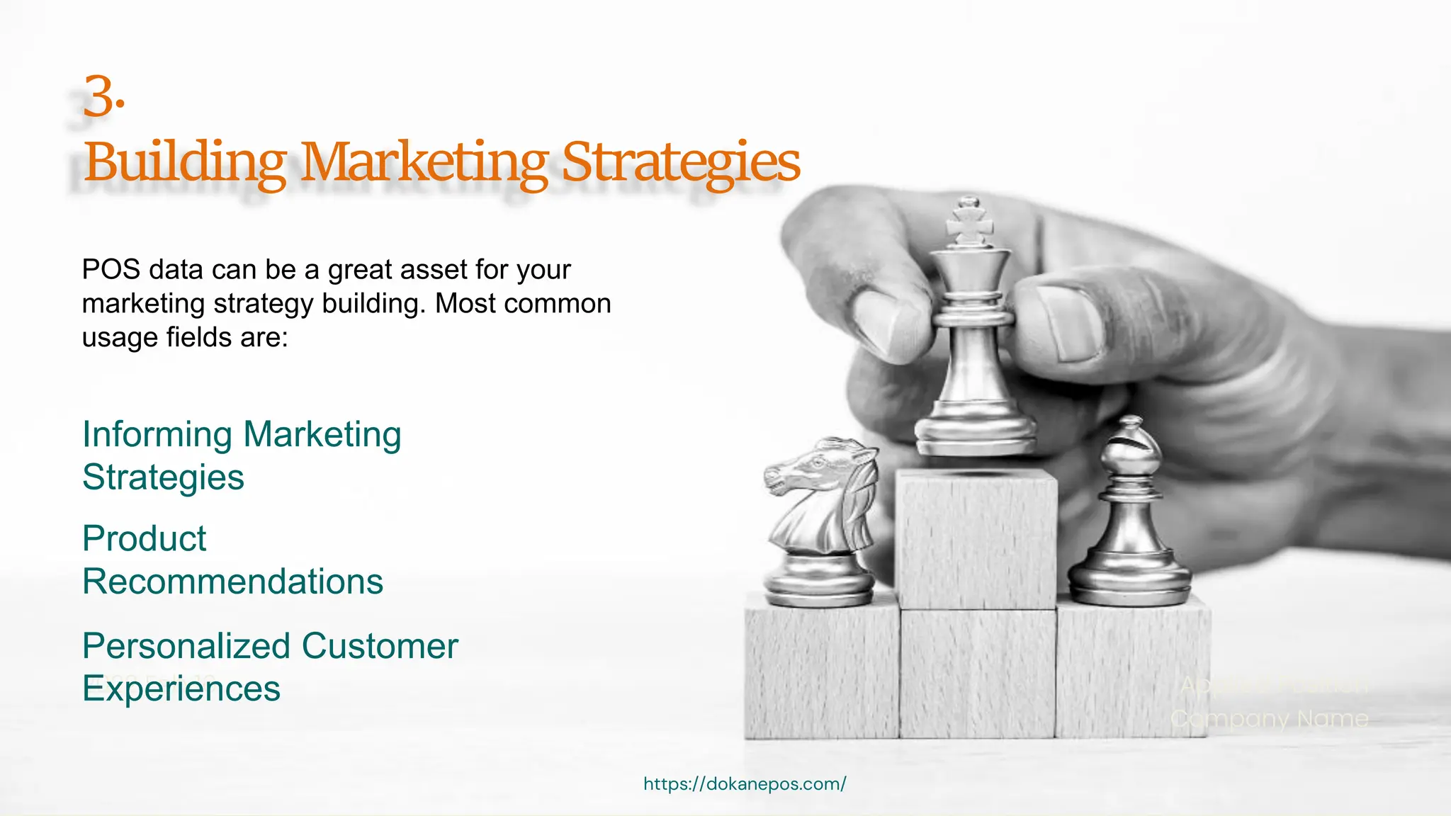 3.
Building Marketing Strategies
2022 Feb 16 Applied Position
Company Name
POS data can be a great asset for your
marketing strategy building. Most common
usage fields are:
Informing Marketing
Strategies
https://dokanepos.com/
Product
Recommendations
Personalized Customer
Experiences
 