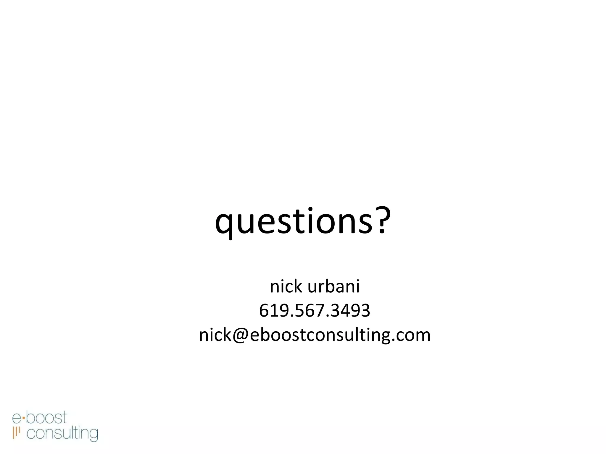 questions? nick urbani 619.567.3493 [email_address] 