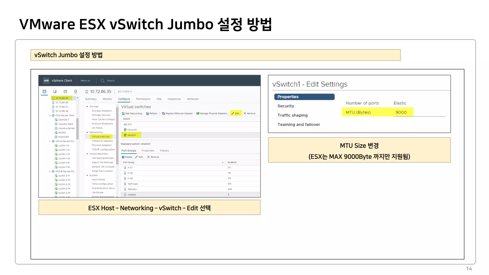 VMware ESX vSwitch Jumbo 설정 방법
14
 