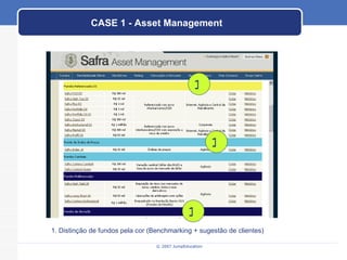 CASE 1 - Asset Management 1 1 1 1. Distinção de fundos pela cor (Benchmarking + sugestão de clientes) 