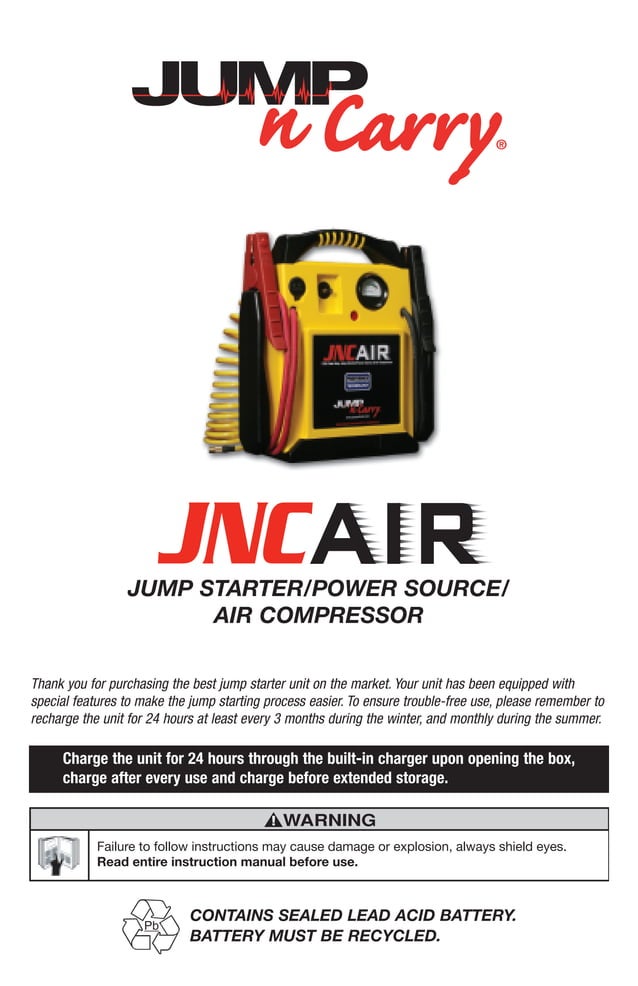 Jump NCarry JNCAIR 1700 Jump Starter User Manual PDF