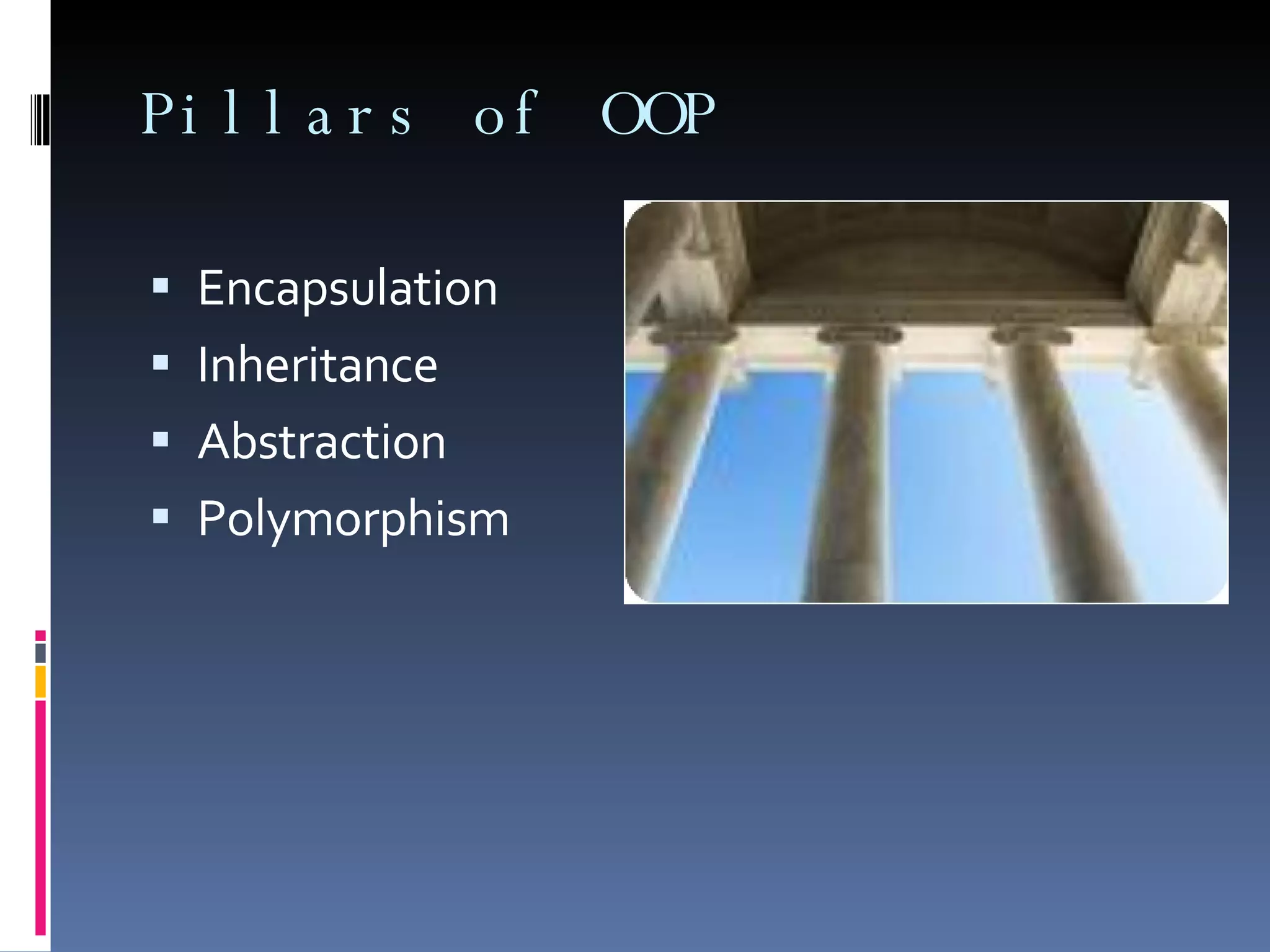 Pillars of OOP Encapsulation Inheritance Abstraction Polymorphism 