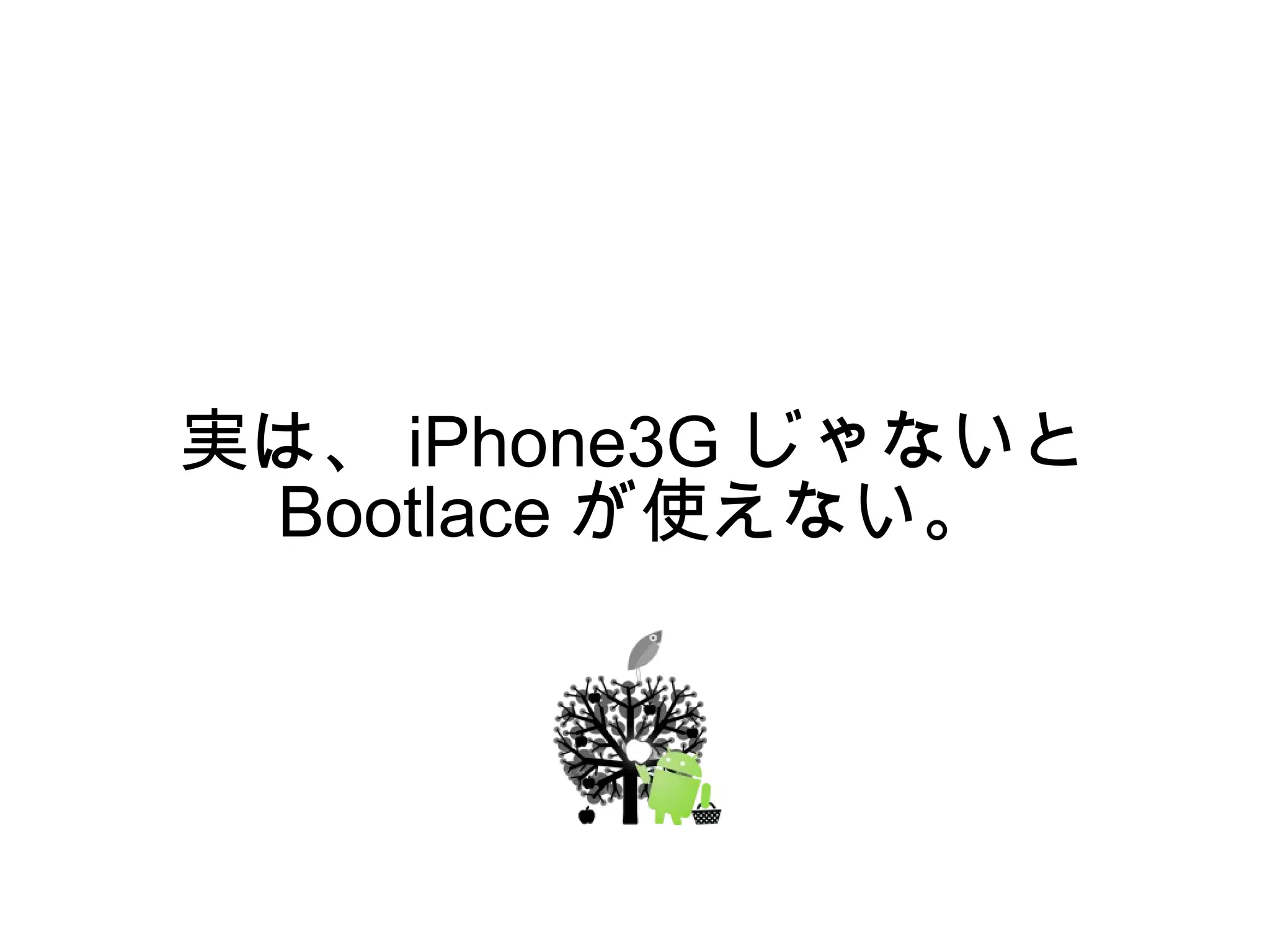 実は、 iPhone3G じゃないと
 Bootlace が使えない。
 