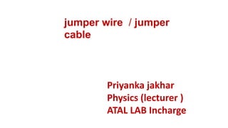 jumper wire / jumper
cable
Priyanka jakhar
Physics (lecturer )
ATAL LAB Incharge
 