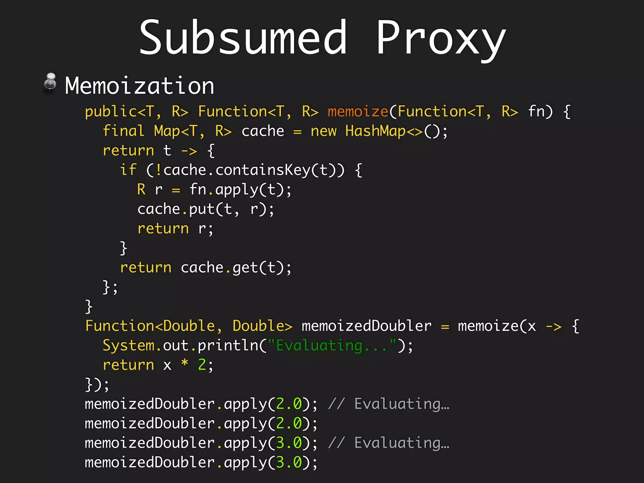 Encapsulate Self-Ref
Anonymous Functions?
Integer sum(List<Integer> ns) {
BiFunction<Integer, List<Integer>, Integer> sum0 = (acc, xs) -> {
if (xs.isEmpty())
return acc;
else
return sum0.apply(acc + xs.get(0), xs.subList(1, xs.size()));
};
return sum0.apply(0, ns);
}
Variable ‘sum0’ might have not been
initialized! Compilation
Boom!
 
