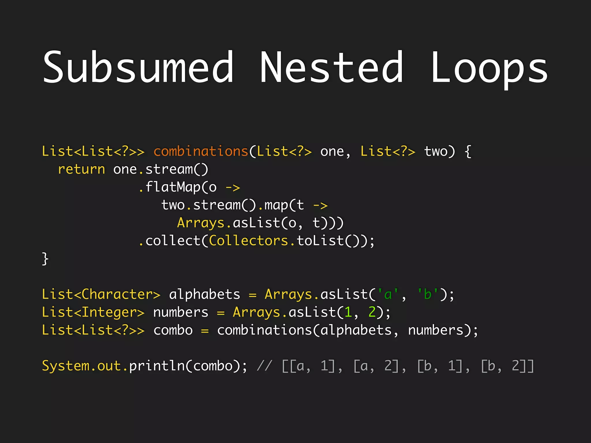 Loan My Resourceinterface ConsumerThrowsException<T, E extends Throwable> {
public void accept(T t) throws E;
}
class Sql {
static<T> void execute(String dburl, String sql,
ConsumerThrowsException<ResultSet, SQLException> fn) throws
SQLException {
try (Connection connection = DriverManager.getConnection(dburl)) {
try (Statement statement = connection.createStatement()) {
statement.execute(sql);
try (ResultSet resultSet = statement.getResultSet()) {
fn.accept(resultSet);
}
}
} catch (SQLException e) {
throw e;
}
}
}
Sql.execute(dburl, "select * from events limit 1", resultSet -> {
//loop through result set and map to List<Event>
});
 