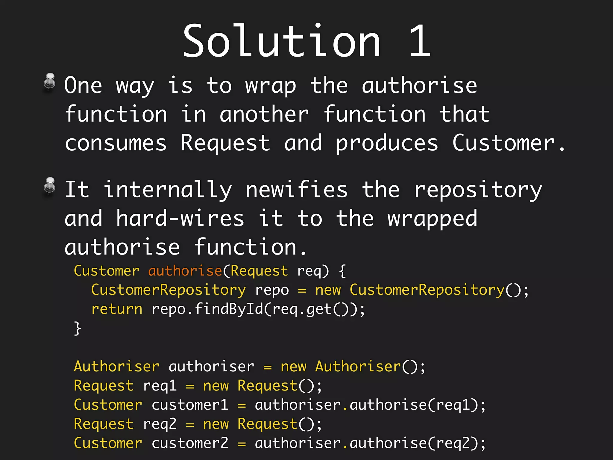 Streamable ResultSet
class ResultSetIterator<T> implements Iterator<T> {
private ResultSet resultSet; 
private FunctionThrowsException<ResultSet, T, SQLException> mapper; 
 
ResultSetIterator(ResultSet resultSet,
FunctionThrowsException<ResultSet, T, SQLException> mapper) { 
this.resultSet = resultSet; 
this.mapper = mapper; 
} 
@Override 
public boolean hasNext() { 
try { return resultSet.next(); }
catch (SQLException e) { throw new RuntimeException(e); } 
} 
@Override 
public T next() { 
try { return mapper.apply(resultSet); }
catch (SQLException e) { throw new RuntimeException(e); } 
} 
}
 