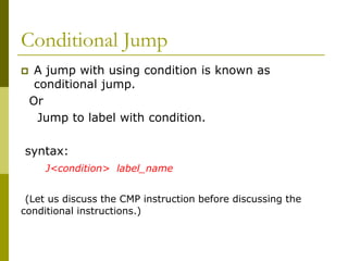 Jumps in Assembly Language. | PPT