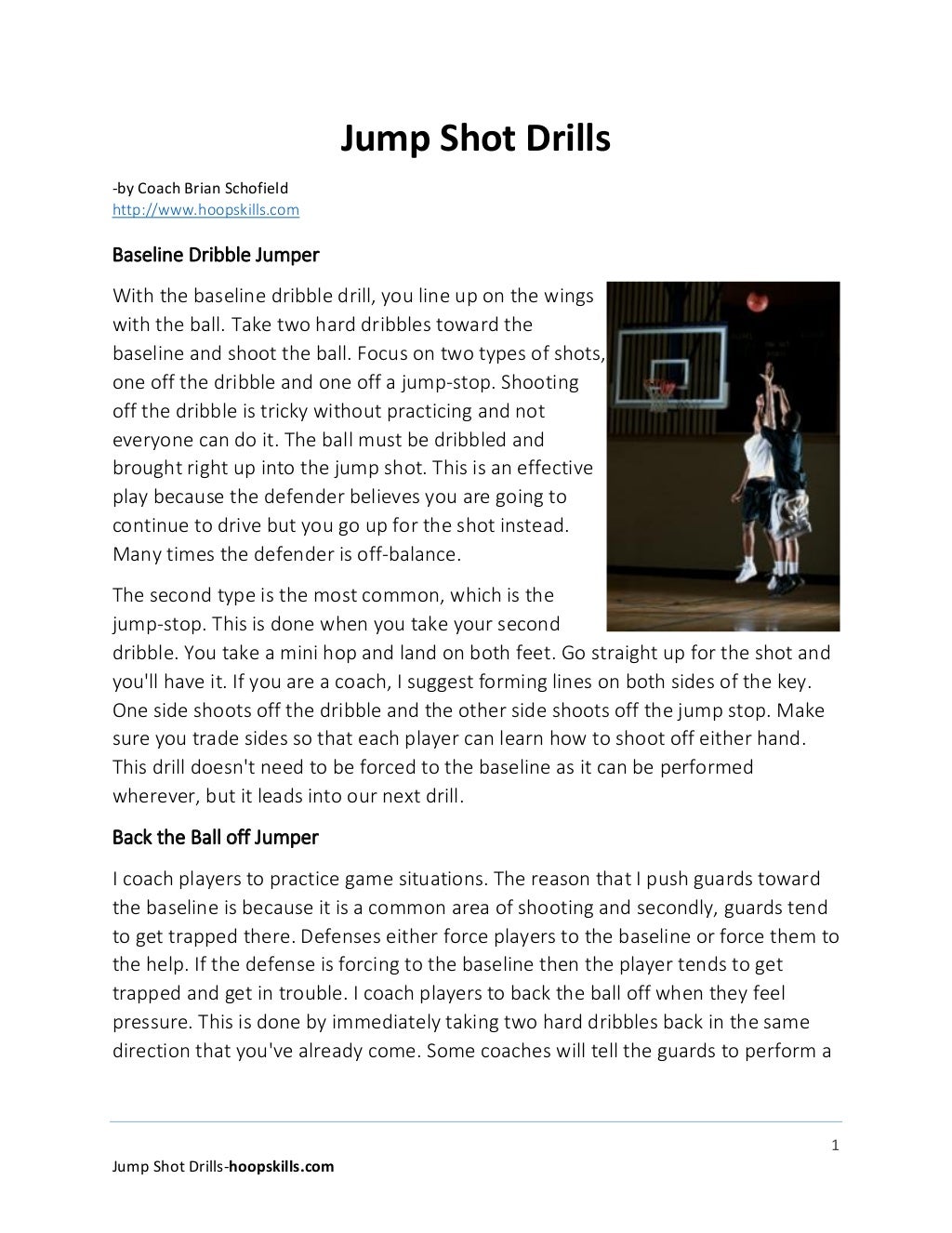 Basketball jump shot drills