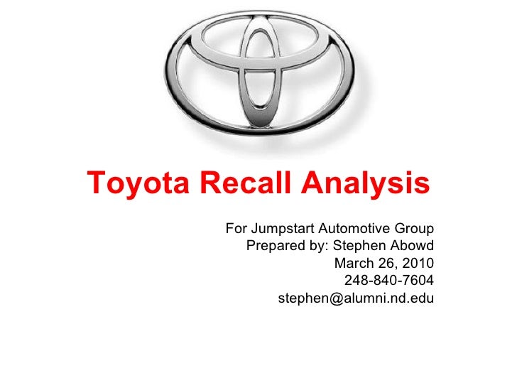 Toyota recall case study analysis