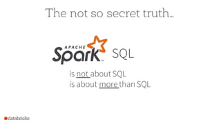 The not so secret truth…
SQL
is not about SQL
is about more thanSQL
 
