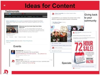 Ideas for Content
Testimonials
                                       Giving back
                                       t...