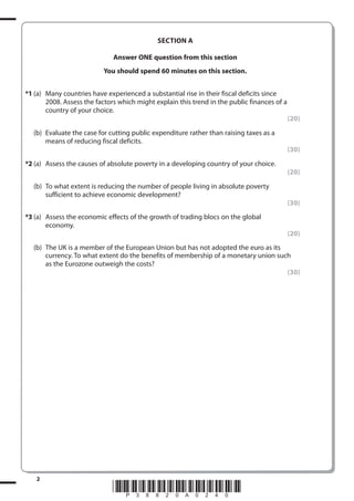 2
*P38820A0240*
SECTION A
Answer ONE question from this section
You should spend 60 minutes on this section.
*1 (a) Many c...