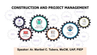 CONSTRUCTION AND PROJECT MANAGEMENT
Speaker: Ar. Maribel C. Tubera, MsCM, UAP, PIEP
 