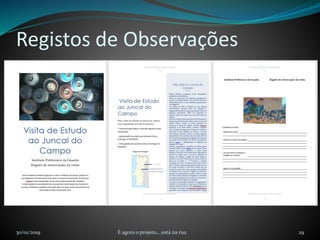 Registos de Observações
30/01/2019 E agora o projeto....está na rua 29
 