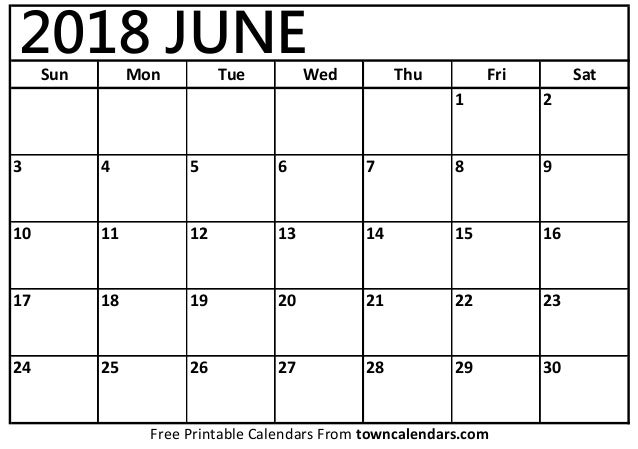 june 2018 calendar