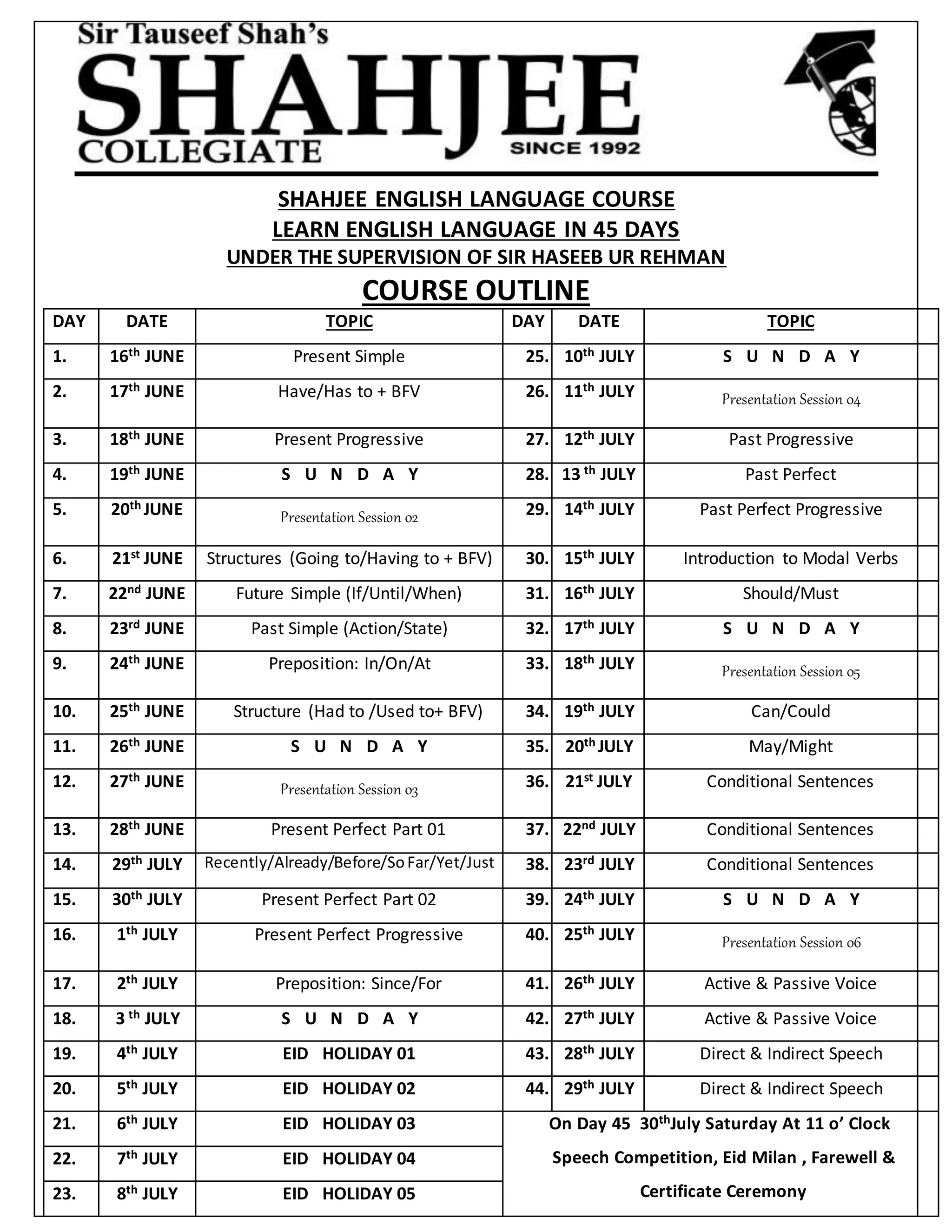 SHAHJEE ENGLISH LANGUAGE COURSE | DOCX