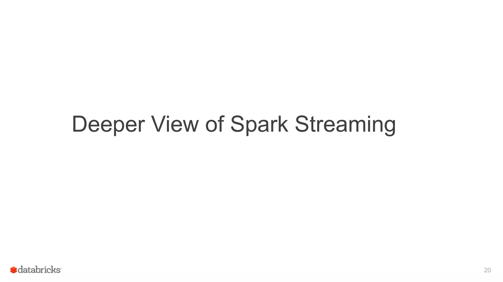 20
Deeper View of Spark Streaming
 