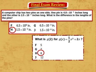 Final Exam Review:
 
