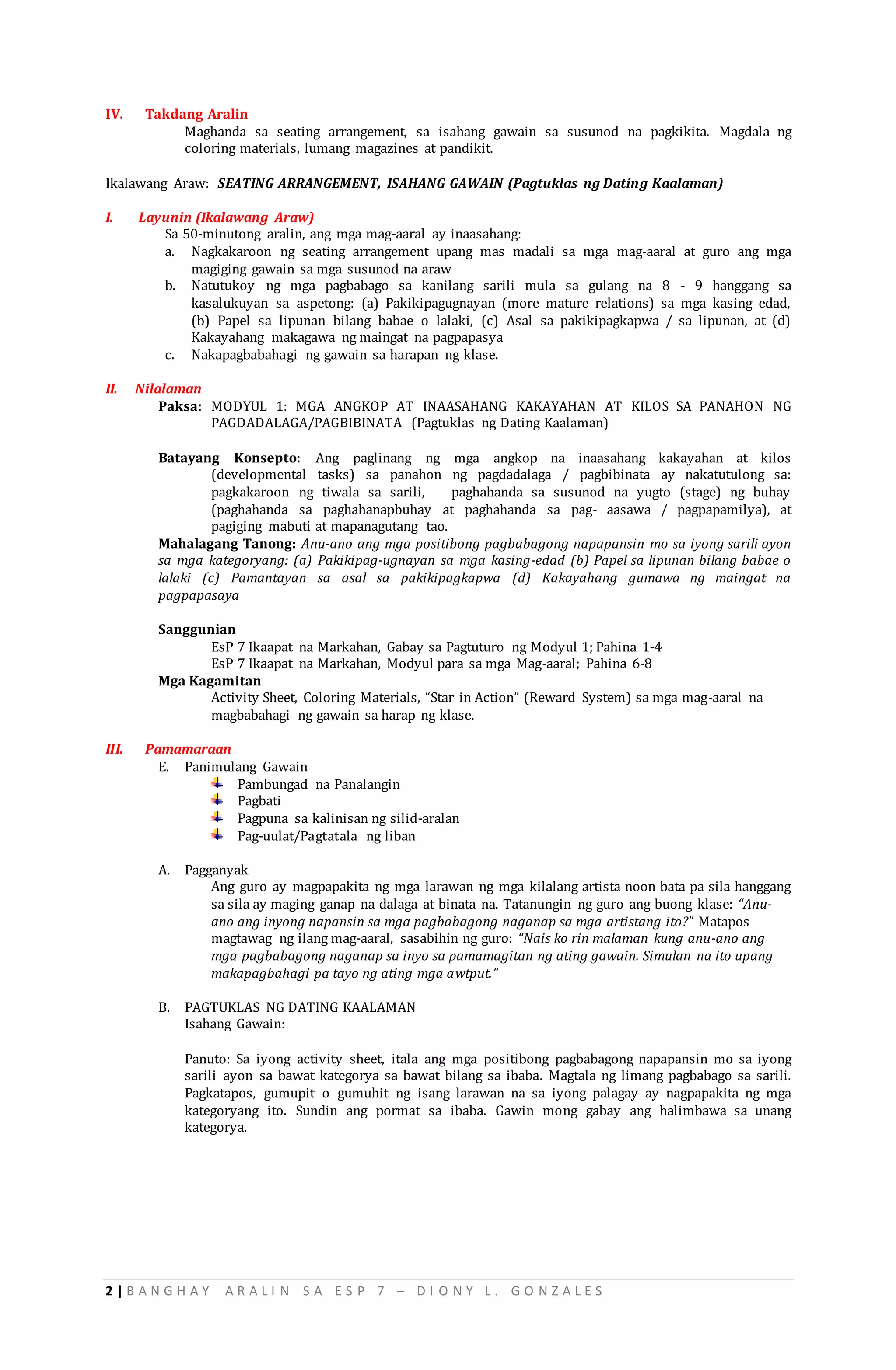 Sample Semi-Detailed LP EsP 7 | DOCX