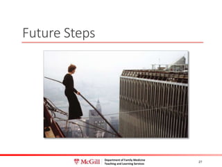 Department of Family Medicine
Teaching and Learning Services
Future Steps
27
 