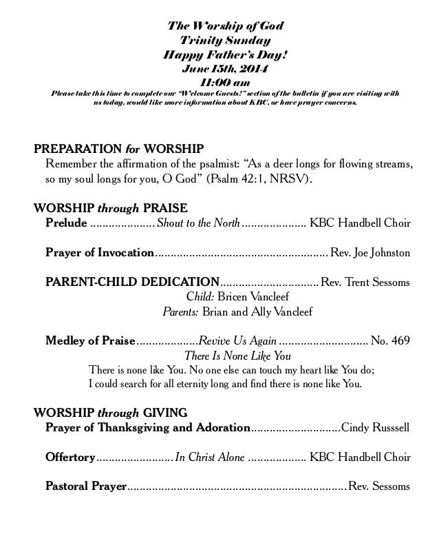 Knightdale Baptist Church June 15 Worship Bulletin Knightdale Baptist Church June 15 Worship Bulletin