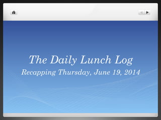 The Daily Lunch Log
Recapping Thursday, June 19, 2014
 