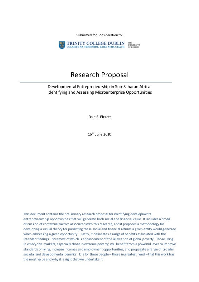 Phd research proposal on entrepreneurship