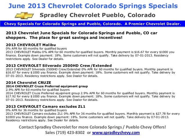 June 2013 Chevrolet Colorado Springs Specials L Spradley