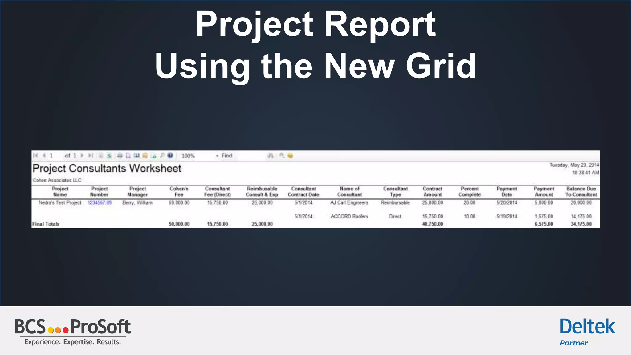 Experience. Expertise. Results.Experience. Expertise. Results.
Project Report
Using the New Grid
 
