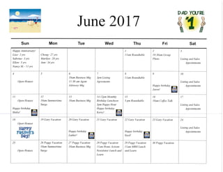 June 2017 Calendar of Events for Weichert, Realtors Vienna