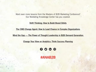 Want even more lessons from the Masters of B2B Marketing Conference?
Our Marketing Knowledge Center has you covered:
Shift...