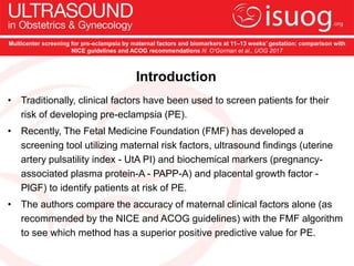 UOG Journal Club: Multicenter screening for pre-eclampsia by maternal ...