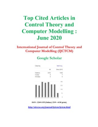 Top Cited Articles in
Control Theory and
Computer Modelling :
June 2020
International Journal of Control Theory and
Computer Modelling (IJCTCM)
Google Scholar
ISSN : 2249-1155 [Online]; 2319 - 4138 [print].
http://airccse.org/journal/ijctcm/ijctcm.html
 