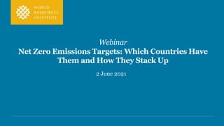 Webinar
Net Zero Emissions Targets: Which Countries Have
Them and How They Stack Up
2 June 2021
 