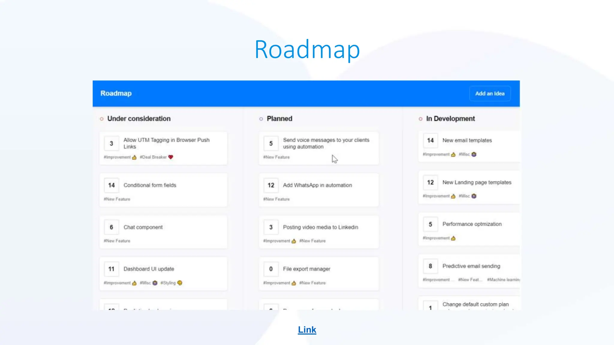 Roadmap
Link